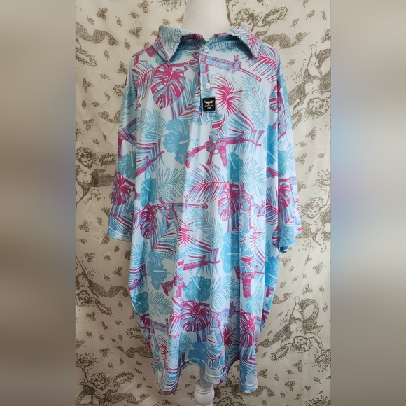 Tropical Rifle Funny Print Blue and Pink Casusal Shirt 3x - Picture 1 of 6